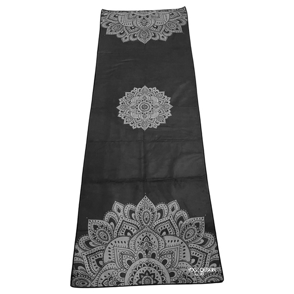 Yoga Design Lab Hot Yoga Towel (Yoga Mat Towel) in Black with Mandala Print - Picture 4 of 8